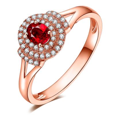 China Real Ruby Diamond Ring 18 Carat Solid Gold , Ruby Engagement Rings For Women  for sale