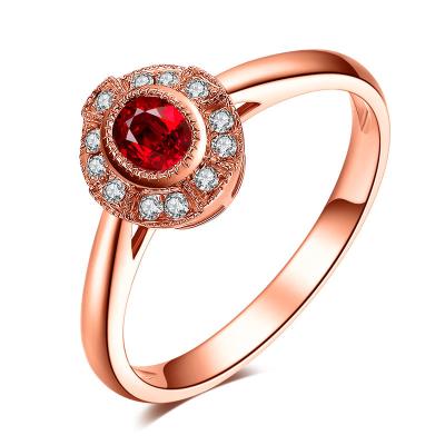 China Genuine Oval Ruby Diamond Engagement / Anniversary Rings For Women 18k for sale