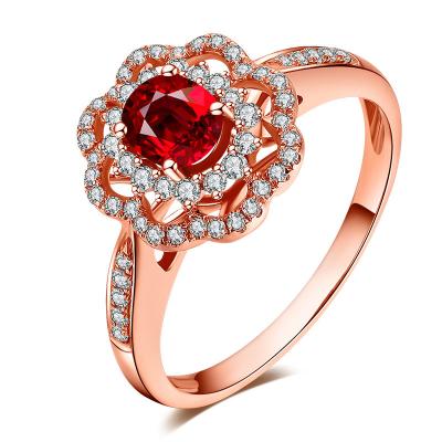 China GoldSteinverlobungsring Diamant-Schmuck Pricious natürlicher karminroter Körper-18K Rose zu verkaufen