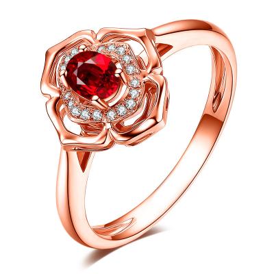 China Joyería Ruby de la piedra preciosa de la multa del oro de Rose y anillo de compromiso del diamante en venta