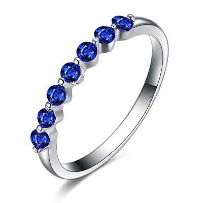 China Solid White Gold Sapphire And Diamond Ring Band Blue Gemstone Jewelry for sale