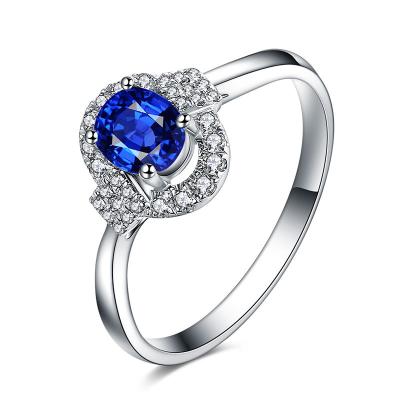 China Classic Wedding Natural Sapphire Diamond Ring 18k White Gold For Women for sale