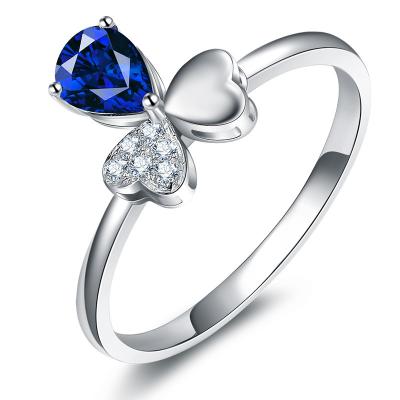 China 18k White Gold Blue Sapphire Diamond Ring , Gemstone Jewelry For Women for sale