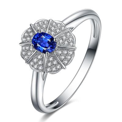 China Diamond Cluster Women's Gemstone Rings , 18 Carat White Gold Sapphire And Diamond Ring  for sale