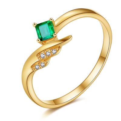 Cina Il quadrato insolito degli anelli della pietra preziosa dell'oro 18k ha tagliato l'anello verde smeraldo per le donne in vendita