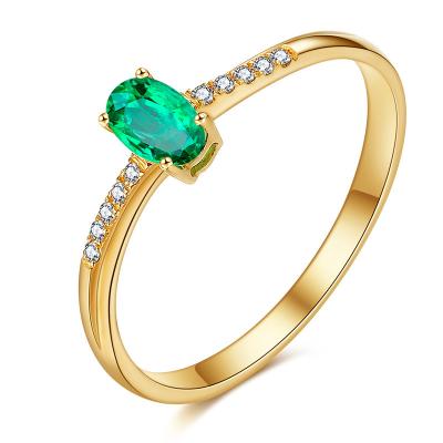 China Natural Green Gemstone Rings , Yellow Gold Diamond Ring With Emerald for sale