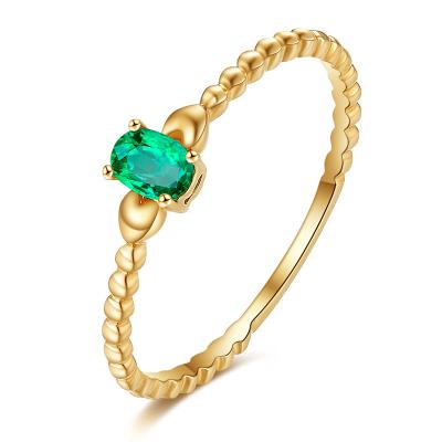 China Gold Ring With Emerald Stone , Small Green Emerald Engagement Rings for sale