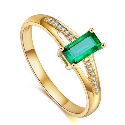 China Ring van de 18 Karaat sneed de Gouden Smaragdgroene Diamant met Smaragd Groene Halfedelsteen Te koop