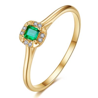 Chine Émeraude naturelle verte et diamant d'or jaune de bague à diamant de coupe de place à vendre