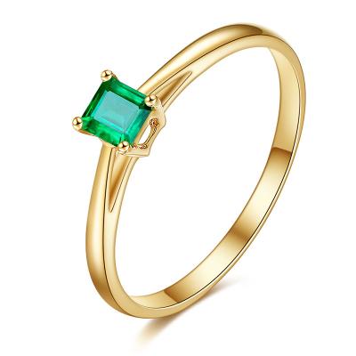 China Green Fine Gemstone Jewelry Emerald Cut Emerald Solitaire Ring for sale