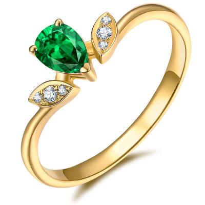 China Genuine Emerald Diamond Ring With Pear Shaped Emerald / Pave Natural Diamonds for sale