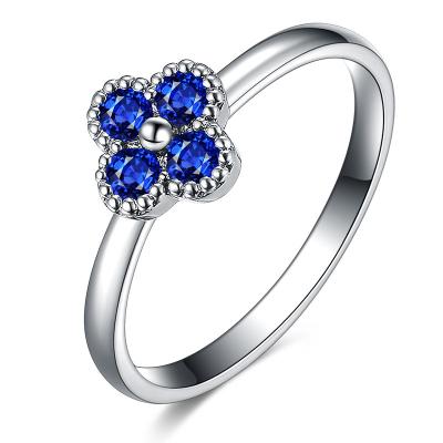 China 4 Stone 18k Gold Sapphire Diamond Ring , Flower Shaped Engagement Ring for sale