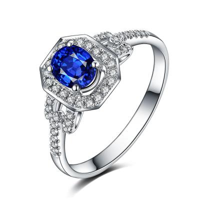 China Solid Gold Sapphire Engagement Rings ,  Fine Jewelry Gemstone Rings For Women for sale