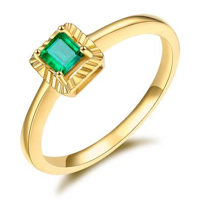 China Solid Simple 18k Gold Gemstone Rings , Square Emerald Solitaire Ring for sale