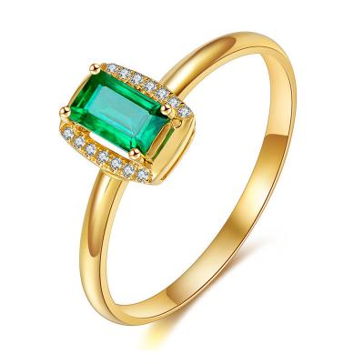 China Anillo esmeralda del oro amarillo del rectángulo, joyería hecha a mano de la piedra preciosa para casarse nupcial en venta