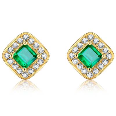 China Diamantes rodeados joyería esmeralda cuadrada de la moda del verde de los pendientes de la moda en venta