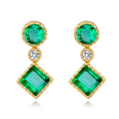 China Joyería real de la piedra preciosa del oro, pendientes esmeralda del descenso de la moda verde con el diamante en venta