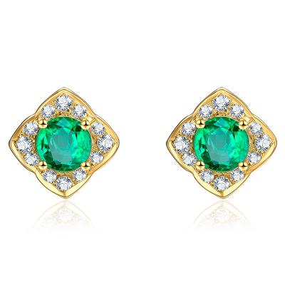 China joyería de los pendientes de la moda del verde esmeralda del oro 18k con los diamantes del racimo en venta