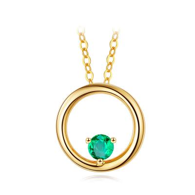 China Gold Circle Genuine Emerald Pendant Necklace For Girls Loving Gifts for sale