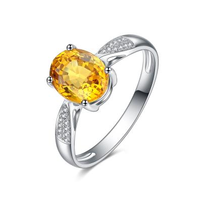 China Ringen van de huwelijks18k de Gouden Halfedelsteen, de Echte Ring van de Diamant Gele Saffier Te koop