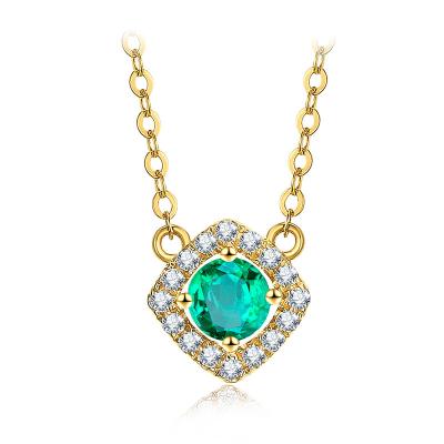 China Green Diamond Gemstone Jewelry Emerald Birthstone Necklace With Diamond for sale