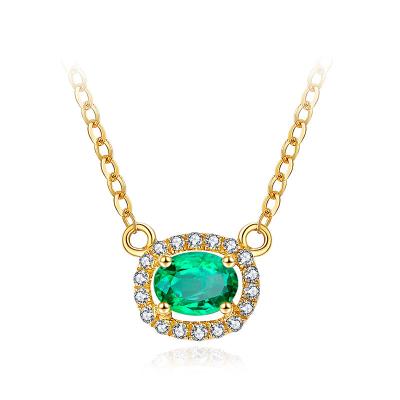 Chine Le collier pendant vert d'or, collier vert de mode avec le micro pavent le diamant à vendre