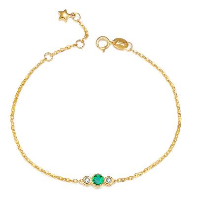 China Piedra del verde esmeralda y oro amarillo de la pulsera del diamante para los regalos de la muchacha del amor en venta