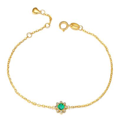 China Fijne Gouden Juwelen voor Vrouwen, Smaragdgroene Armbandcharme met Rolo-Ketting Te koop