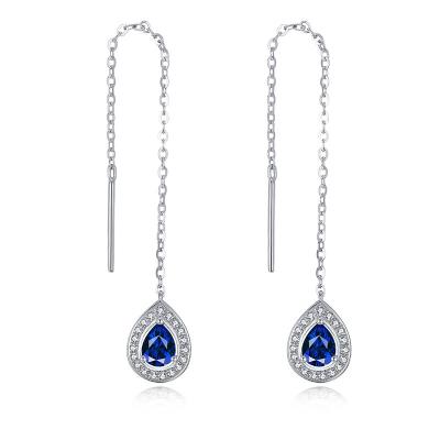 China Natural Blue Sapphire Drop Wire Earrings For Ladies Engagement Gifts for sale