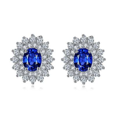 China Sparkly Diamonds 18k Gold Gemstone Earrings Sapphire Wedding Earrings for sale