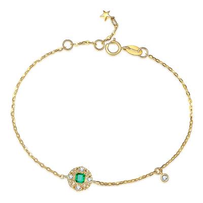 China Regelbare Gouden Halfedelsteen Smaragdgroene Armband Ingelegde Diamant met Rolo-Ketting Te koop