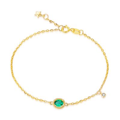 China 18k Gold Gemstone Bracelet Womens With Diamond / Oval Cut Emerald for sale