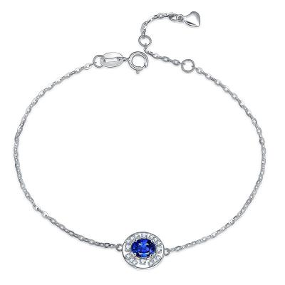 China Ladies Oval Sapphire And Diamond Bracelet In 18k White Gold Pave Diamond for sale