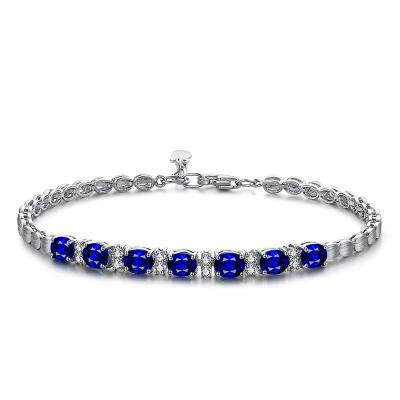 China Het de blauwe Gouden Saffier van de Halfedelsteenarmband en Witgoud van de Diamantarmband Te koop