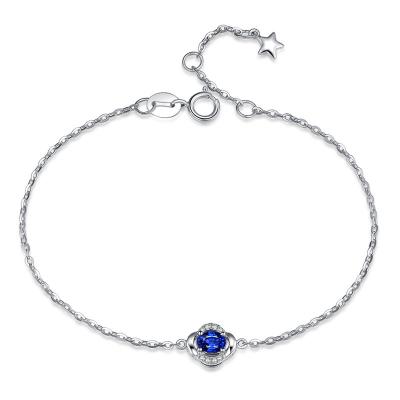 China Sapphire Bracelet With Diamonds , Sapphire Stone Bracelet 18k White Gold Chain for sale