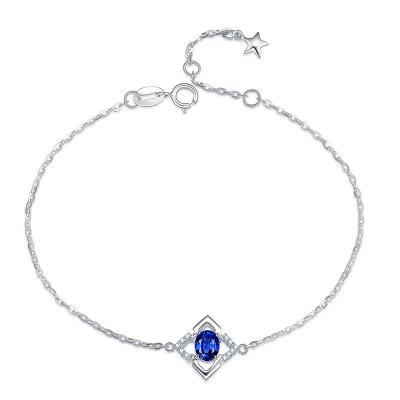 China Witgoud en Saffierarmband, 15 tot 17Cm de Blauwe Armband van de Saffierdiamant Te koop