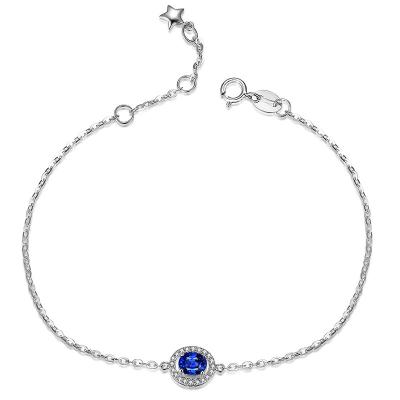 China Tiny Sapphire Diamond Bracelet White Gold , Link Girls Diamond Bracelet for sale