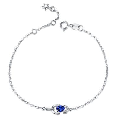 China Genuine Blue Sapphire And Diamond White Gold Bracelet For Women for sale