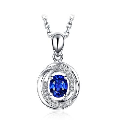 China Sapphire Diamond Necklace Pendants For Women , Blue Sapphire Wedding Necklace for sale