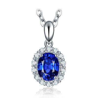 China Colgantes 9k 10k 14k del collar de diamantes del zafiro de la joyería de la piedra preciosa de la multa de encargo en venta