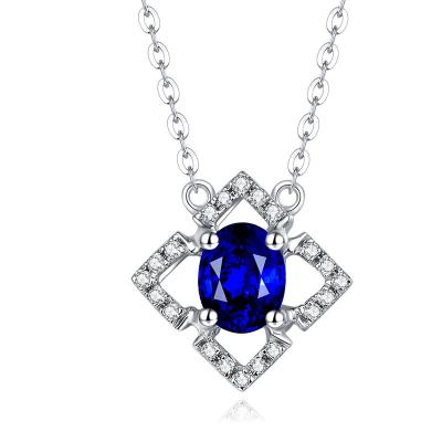 Chine Or blanc de collier de diamant et de saphir, collier bleu de mariage de saphir à vendre