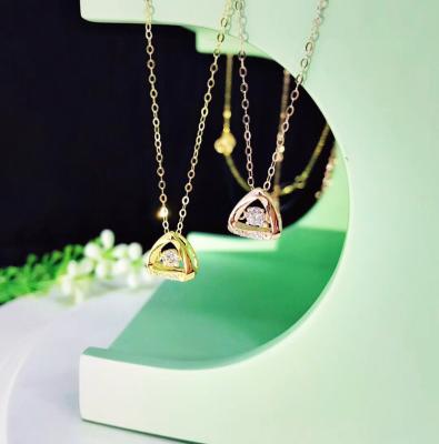 China Fashion Sliding Pendant Necklace Cubic Zirconial 18Kt Yellow Gold For Office for sale