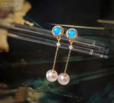 China Women Real Gold Earrings With White Seawater Pearls , Yellow Gold Jewelry for sale