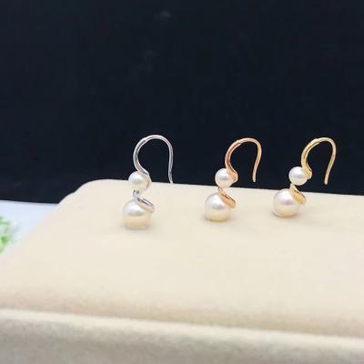 Chine L'eau douce a cultivé le style de crochet de boucles d'oreille perlé par perle avec de l'or massif 18K à vendre