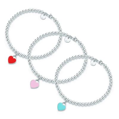 China 925 Sterling Silver Jewellery Buddha Beads Enamel Bracelet Heart Charm for sale