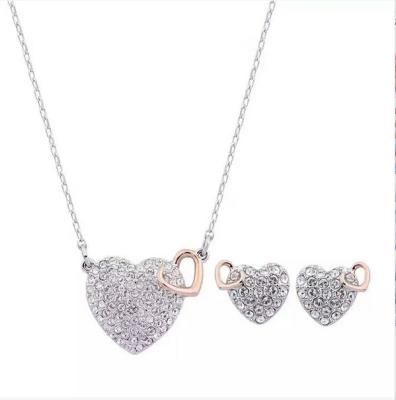 China Heart Necklace Earrings Set Designer Jewellery Collection 925 Sterling Silver Swaroski for sale