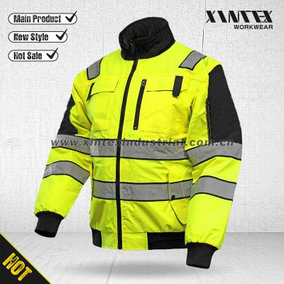 China Breathable ANSI/ISEA 20471 107 High Visibility Winter Pilot Jacket /Hi-vis Workwear ISO Breathable/High Strength Uniform for sale