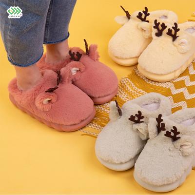 China New design trend JOGHN 2021 fashion cotton slippers winter slippers non-slip home slippers plush indoor shoes for sale