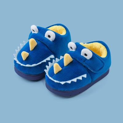 China Cute Toddler Boys Girls Dinosaur Waterproof Warm Fur Slippers Cute Dinosaur Room Shoes Indoor Bedroom for sale