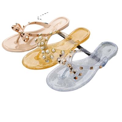 China Fashion Trend Jelly Slippers Women New Fashion Shoes Summer Butterfly Rhinestone Flip Flops for sale